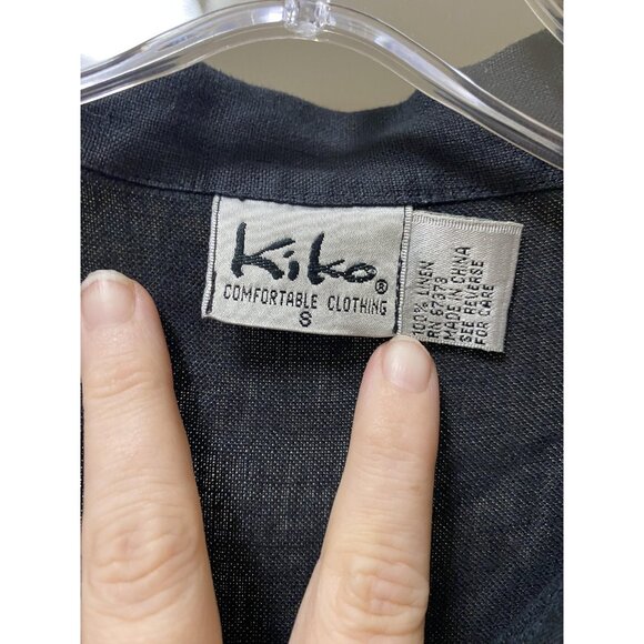 Kiko Dress Womens Small Black Button Front Sleeveless Maxi Textured Linen Blend - Picture 2 of 5